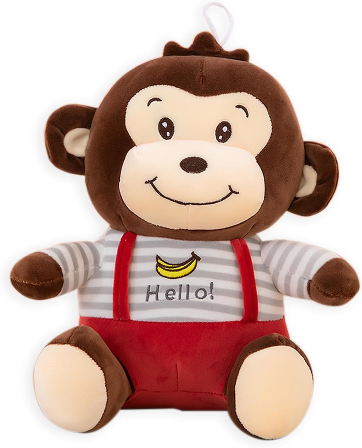 Λούτρινο Βελούδινο Αρκουδάκι Πιθηκάκι 30εκ με Ριγέ Μπλούζα και Κόκκινες Τιράντες Λούτρινο Βελούδινο Αρκουδάκι Πιθηκάκι 30εκ με Ριγέ Μπλούζα και Κόκκινες Τιράντες