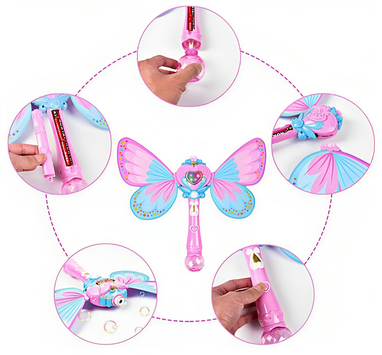 Μαγικό Ραβδί Πεταλούδα για Σαπουνόφουσκες με Μουσική & Φωτισμό LED Μαγικό Ραβδί Πεταλούδα για Σαπουνόφουσκες με Μουσική & Φωτισμό LED