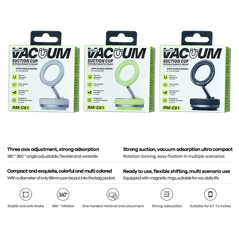 Μαγνητική Βάση Κινητού Remax με Βεντούζα και Περιστροφή 360° Μαγνητική Βάση Κινητού Remax με Βεντούζα και Περιστροφή 360°