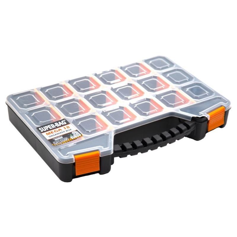 Mega Ταμπακιέρα Εργαλείων-Κουτί Αποθήκευσης 18 Θέσεων με Ρυθμιζόμενα Χωρίσματα Μαύρη 42×29.5×6εκ Mega Ταμπακιέρα Εργαλείων-Κουτί Αποθήκευσης 18 Θέσεων με Ρυθμιζόμενα Χωρίσματα Μαύρη 42×29.5×6εκ
