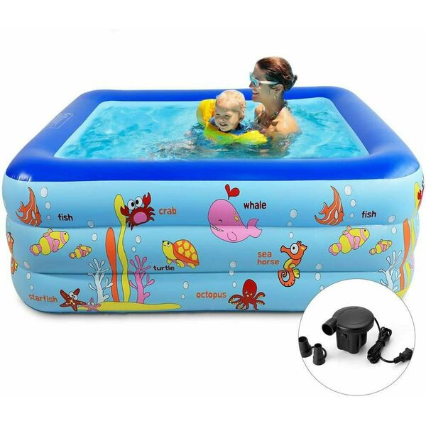 Μεγάλη Παιδική Πισίνα Φουσκωτή 305x180x60cm Μπλε-Swimming Pool Μεγάλη Παιδική Πισίνα Φουσκωτή 305x180x60cm Μπλε-Swimming Pool
