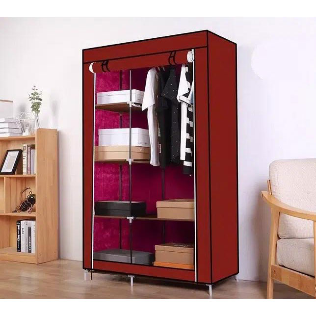 Μεγάλη Υφασμάτινη Φορητή Ντουλάπα - Γκαρνταρόμπα με Μεταλλικό Σκελετό και Ράφια για Ρούχα, Παπούτσια και Λευκά Είδη 105x45x175cm Μπορντώ Μεγάλη Υφασμάτινη Φορητή Ντουλάπα - Γκαρνταρόμπα με Μεταλλικό Σκελετό και Ράφια για Ρούχα, Παπούτσια και Λευκά Είδη 105x45x175cm Μπορντώ