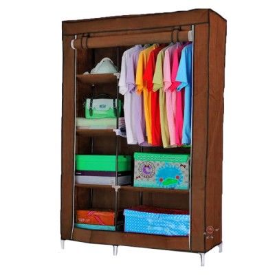 Μεγάλη Υφασμάτινη Φορητή Ντουλάπα με Μεταλλικό Σκελετό για Ρούχα και Λευκά Είδη 90x45x170cm Καφέ Μεγάλη Υφασμάτινη Φορητή Ντουλάπα με Μεταλλικό Σκελετό για Ρούχα και Λευκά Είδη 90x45x170cm Καφέ