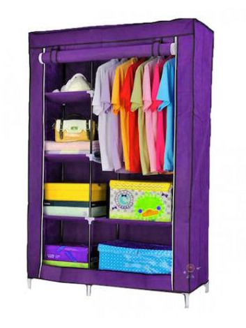 Μεγάλη Υφασμάτινη Φορητή Ντουλάπα με Μεταλλικό Σκελετό για Ρούχα και Λευκά Είδη 90x45x170cm Μωβ Μεγάλη Υφασμάτινη Φορητή Ντουλάπα με Μεταλλικό Σκελετό για Ρούχα και Λευκά Είδη 90x45x170cm Μωβ