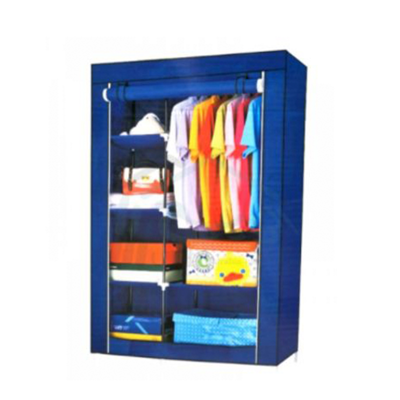 Μεγάλη Υφασμάτινη Φορητή Ντουλάπα με Μεταλλικό Σκελετό για Ρούχα και Λευκά Είδη 90x45x170cm Μπλε Μεγάλη Υφασμάτινη Φορητή Ντουλάπα με Μεταλλικό Σκελετό για Ρούχα και Λευκά Είδη 90x45x170cm Μπλε