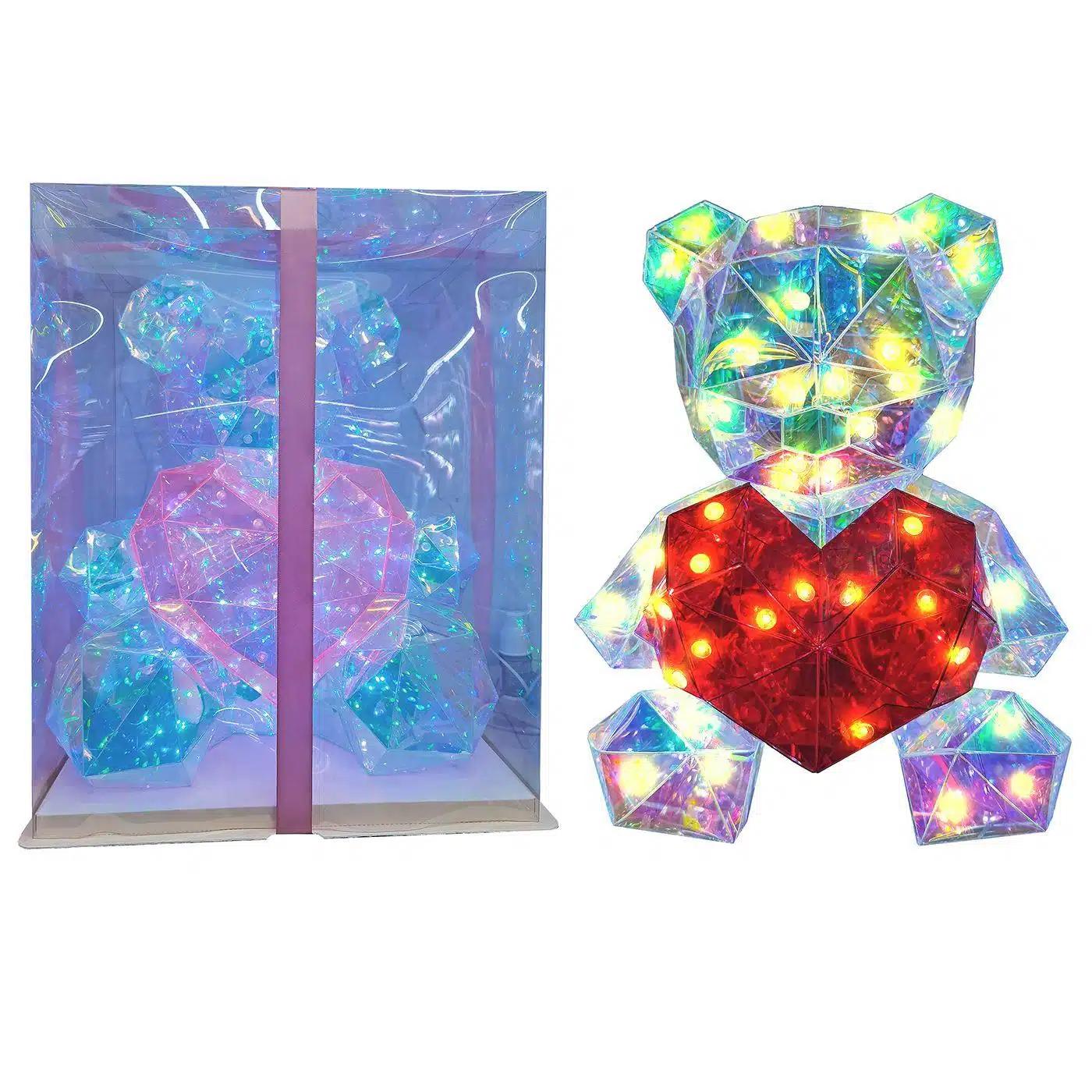 Mεγάλο Φωτιζόμενο Αρκουδάκι με Καρδιά και Ιριδίζον Φως σε Συσκευασία Δώρου 31cm Mεγάλο Φωτιζόμενο Αρκουδάκι με Καρδιά και Ιριδίζον Φως σε Συσκευασία Δώρου 31cm