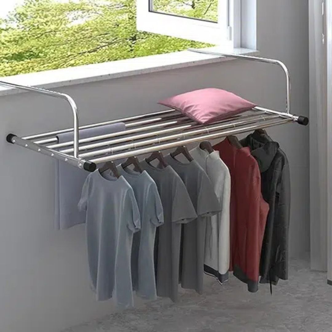 Μεταλλική Απλώστρα Ρούχων από Ανοξείδωτο Ατσάλι για Κάγκελο Μπαλκονιού 63 x 110cm Μεταλλική Απλώστρα Ρούχων από Ανοξείδωτο Ατσάλι για Κάγκελο Μπαλκονιού 63 x 110cm