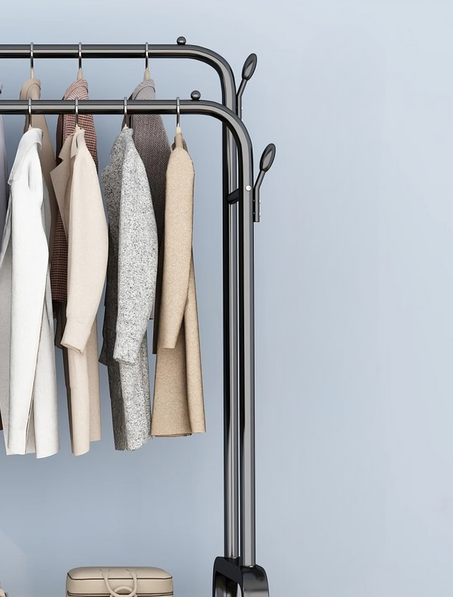 Μεταλλική Διπλή Κρεμάστρα - Καλόγερος - Παπουτσοθήκη Δαπέδου με 2 Ράφια - 110 x 33 x 150cm Μεταλλική Διπλή Κρεμάστρα - Καλόγερος - Παπουτσοθήκη Δαπέδου με 2 Ράφια - 110 x 33 x 150cm