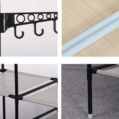 Μεταλλική Διπλή Κρεμάστρα & Παπουτσοθήκη Δαπέδου με 6 Υφασμάτινα Ράφια - Βεστιάριο - Γκαρνταρόμπα 86x43x173cm Μαύρο Μεταλλική Διπλή Κρεμάστρα & Παπουτσοθήκη Δαπέδου με 6 Υφασμάτινα Ράφια - Βεστιάριο - Γκαρνταρόμπα 86x43x173cm Μαύρο