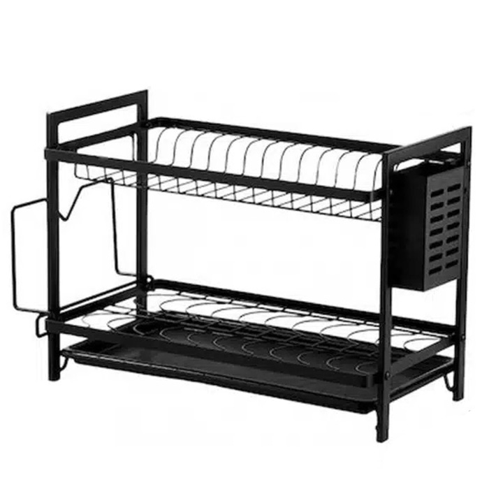 Μεταλλική Διπλή Πιατοθήκη Νεροχύτη σε Μαύρο Χρώμα 52.5x34x24.3cm Μεταλλική Διπλή Πιατοθήκη Νεροχύτη σε Μαύρο Χρώμα 52.5x34x24.3cm