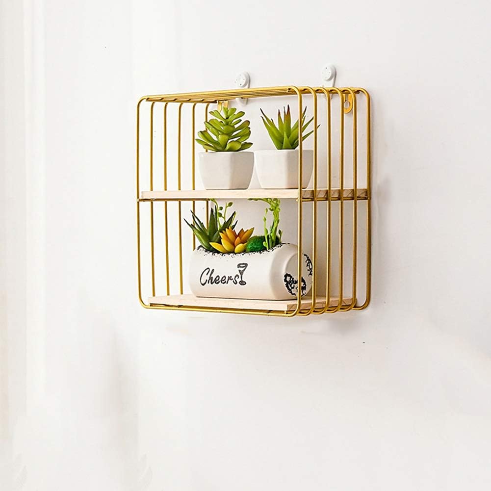 Μεταλλική Επιτοίχια Ραφιέρα με Ξύλινα Ράφια MILANO Χρυσό 25x25x12εκ Μεταλλική Επιτοίχια Ραφιέρα με Ξύλινα Ράφια MILANO Χρυσό 25x25x12εκ