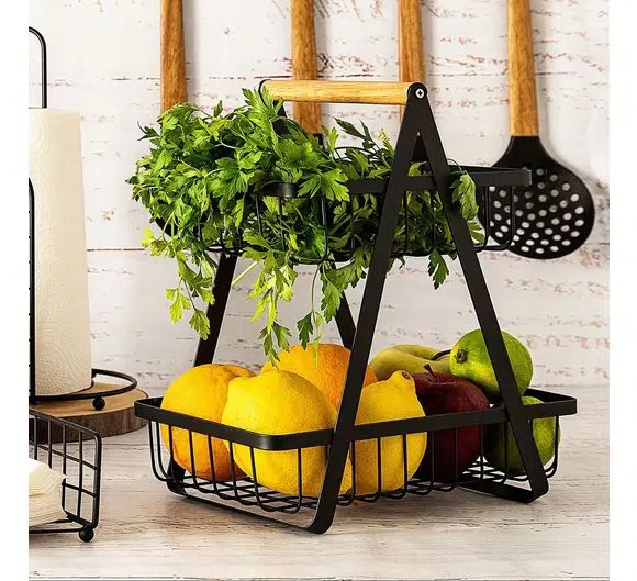 Μεταλλική Φρουτιέρα με 2 Ορόφους Μαύρη – 30x18x31cm Μεταλλική Φρουτιέρα με 2 Ορόφους Μαύρη – 30x18x31cm