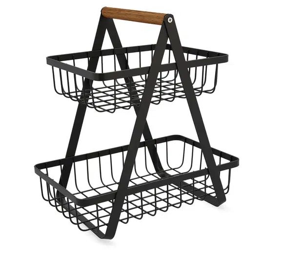 Μεταλλική Φρουτιέρα με 2 Ορόφους Μαύρη – 30x18x31cm Μεταλλική Φρουτιέρα με 2 Ορόφους Μαύρη – 30x18x31cm