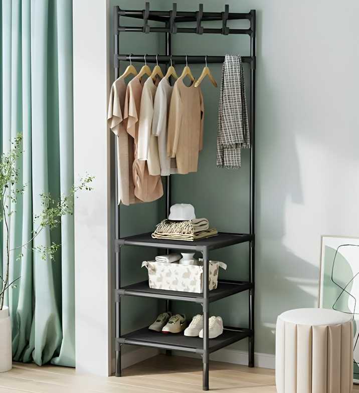 Μεταλλική Γωνιακή Κρεμάστρα Δαπέδου - Παπουτσοθήκη με 3 Ράφια - 185 x 40 x 40 εκ - Three Layers Corner Coat Rack Μεταλλική Γωνιακή Κρεμάστρα Δαπέδου - Παπουτσοθήκη με 3 Ράφια - 185 x 40 x 40 εκ - Three Layers Corner Coat Rack