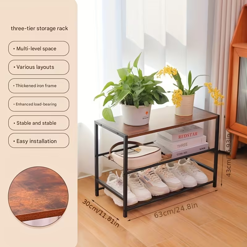 Μεταλλική Παπουτσοθήκη 3 Επιπέδων με Ξύλινη Επιφάνεια 43×63×30cm – Industrial Shoe Rack Μεταλλική Παπουτσοθήκη 3 Επιπέδων με Ξύλινη Επιφάνεια 43×63×30cm – Industrial Shoe Rack