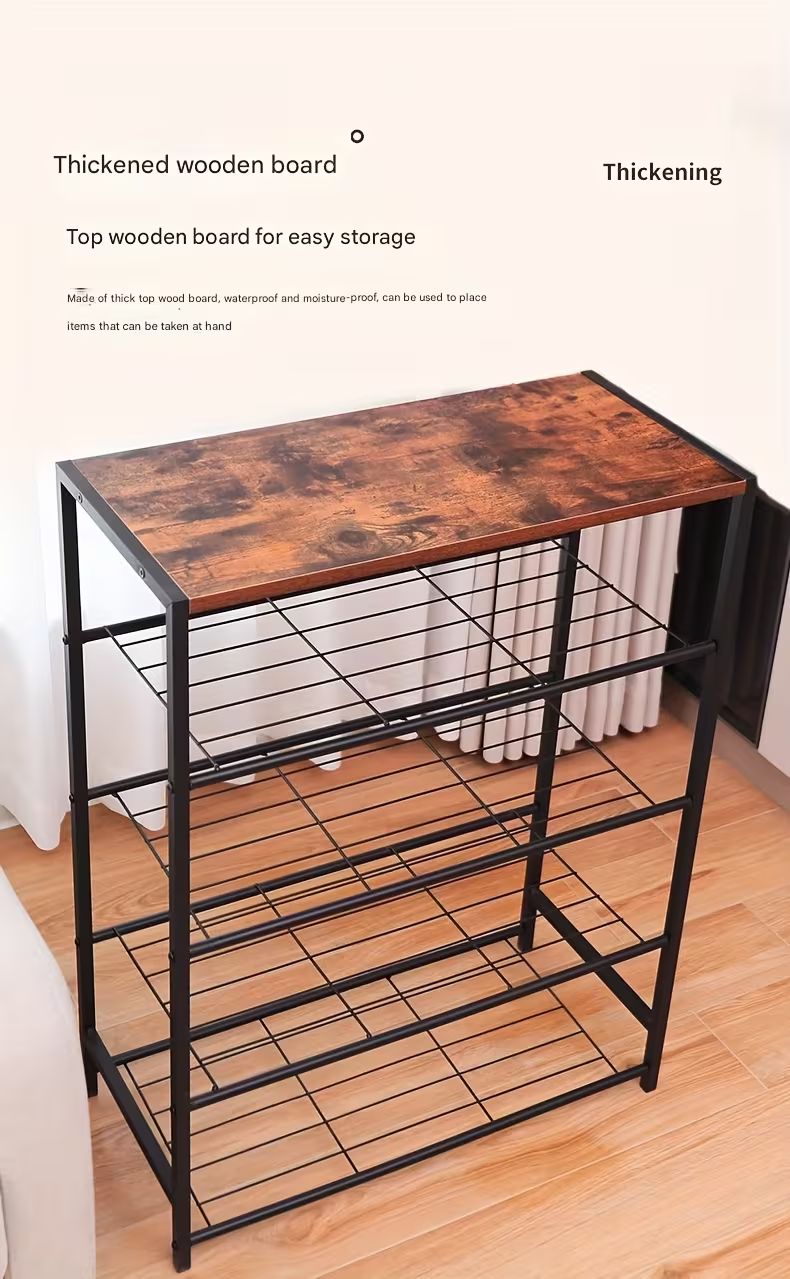 Μεταλλική Παπουτσοθήκη 5 Επιπέδων με Ξύλινη Επιφάνεια 83×63×30cm Μεταλλική Παπουτσοθήκη 5 Επιπέδων με Ξύλινη Επιφάνεια 83×63×30cm