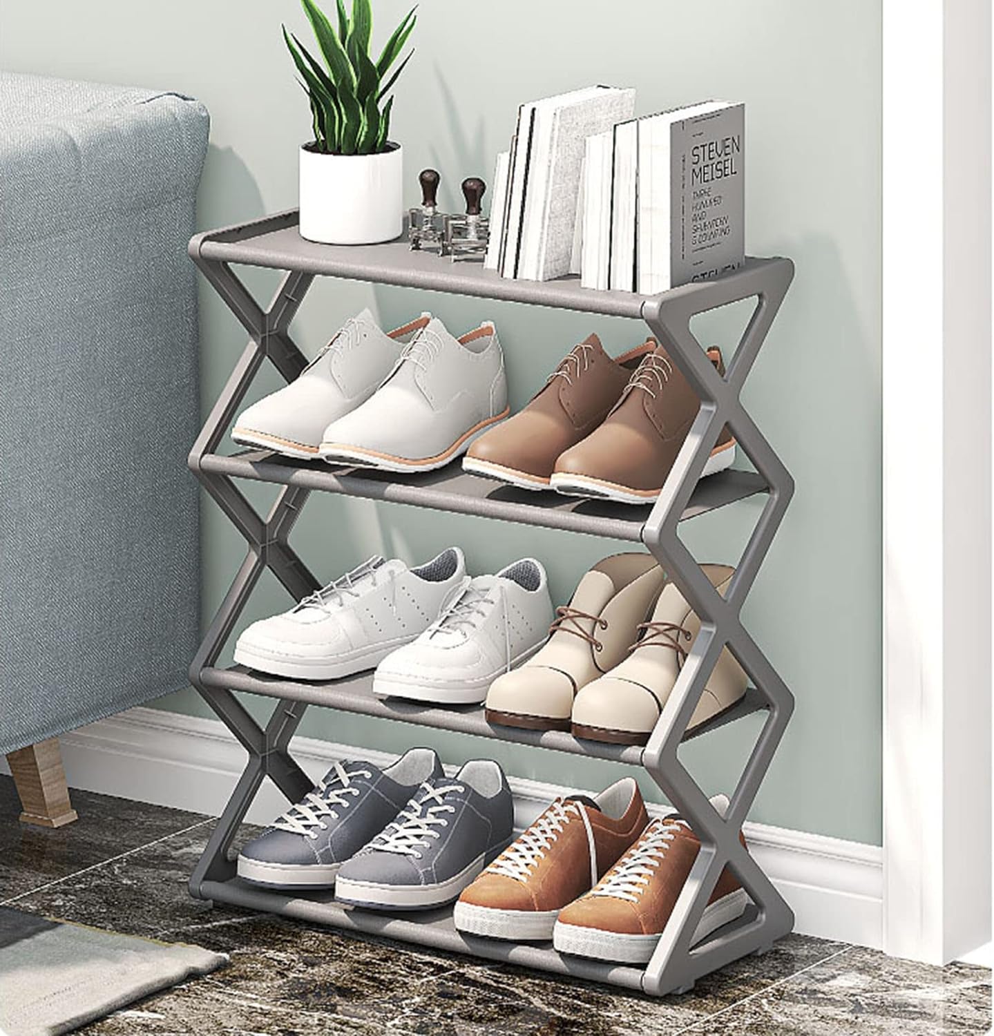 Μεταλλική Παπουτσοθήκη με 4 Ράφια 42x18.5x49.5cm Μεταλλική Παπουτσοθήκη με 4 Ράφια 42x18.5x49.5cm