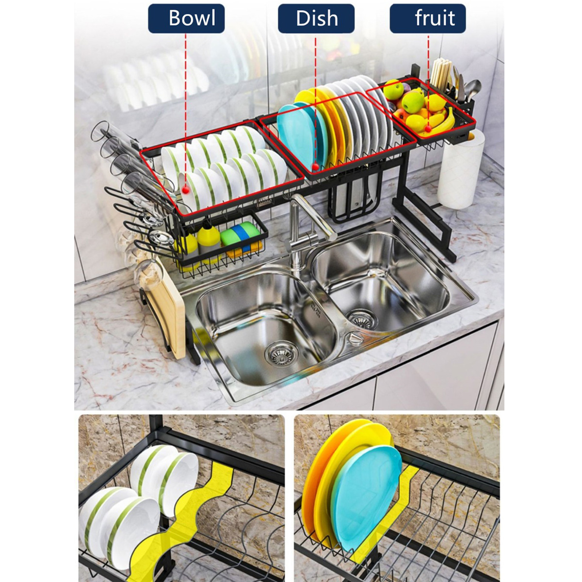 Μεταλλική Πιατοθήκη - Ραφιέρα - Βάση Οργάνωσης - Στεγνωτήρας Νεροχύτη για Όλα τα Σκεύη 65x31x50cm - Μαύρο Μεταλλική Πιατοθήκη - Ραφιέρα - Βάση Οργάνωσης - Στεγνωτήρας Νεροχύτη για Όλα τα Σκεύη 65x31x50cm - Μαύρο