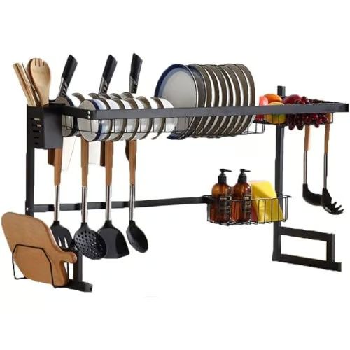 Μεταλλική Πιατοθήκη Στραγγίσματος 2 Επιπέδων 52x22x65 cm Μαύρη Μεταλλική Πιατοθήκη Στραγγίσματος 2 Επιπέδων 52x22x65 cm Μαύρη