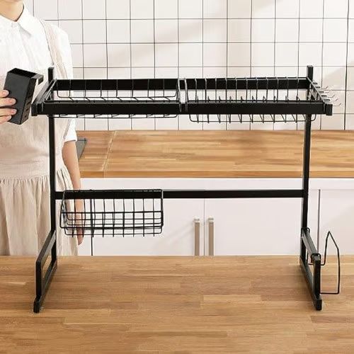 Μεταλλική Πιατοθήκη Στραγγίσματος 2 Επιπέδων 52x22x65 cm Μαύρη Μεταλλική Πιατοθήκη Στραγγίσματος 2 Επιπέδων 52x22x65 cm Μαύρη