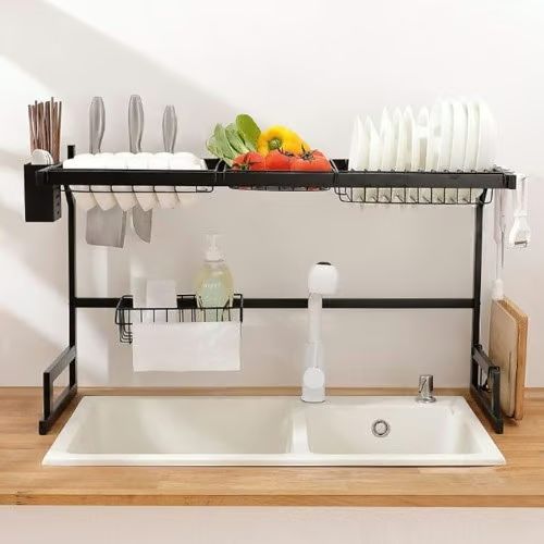 Μεταλλική Πιατοθήκη Στραγγίσματος 2 Επιπέδων 52x22x65 cm Μαύρη Μεταλλική Πιατοθήκη Στραγγίσματος 2 Επιπέδων 52x22x65 cm Μαύρη