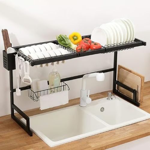 Μεταλλική Πιατοθήκη Στραγγίσματος 2 Επιπέδων 52x22x65 cm Μαύρη Μεταλλική Πιατοθήκη Στραγγίσματος 2 Επιπέδων 52x22x65 cm Μαύρη