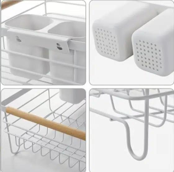 Μεταλλική Πιατοθήκη Στραγγίσματος με Ξύλινες Λαβές και Αποσπώμενο Δίσκο 14x32x43 cm - Λευκό Μεταλλική Πιατοθήκη Στραγγίσματος με Ξύλινες Λαβές και Αποσπώμενο Δίσκο 14x32x43 cm - Λευκό