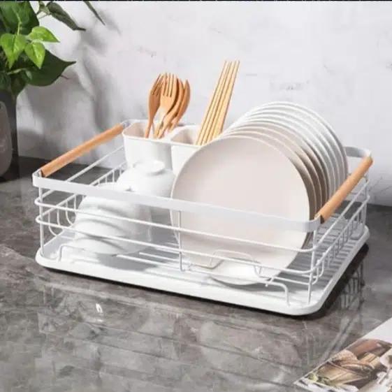 Μεταλλική Πιατοθήκη Στραγγίσματος με Ξύλινες Λαβές και Αποσπώμενο Δίσκο 14x32x43 cm - Λευκό Μεταλλική Πιατοθήκη Στραγγίσματος με Ξύλινες Λαβές και Αποσπώμενο Δίσκο 14x32x43 cm - Λευκό