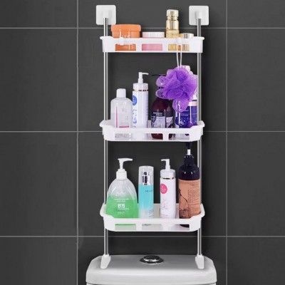 Μεταλλική Ραφιέρα Επικαθήμενη στο Καζανάκι της Τουαλέτας 3 Επιπέδων για το Μπάνιο Λευκή Μεταλλική Ραφιέρα Επικαθήμενη στο Καζανάκι της Τουαλέτας 3 Επιπέδων για το Μπάνιο Λευκή