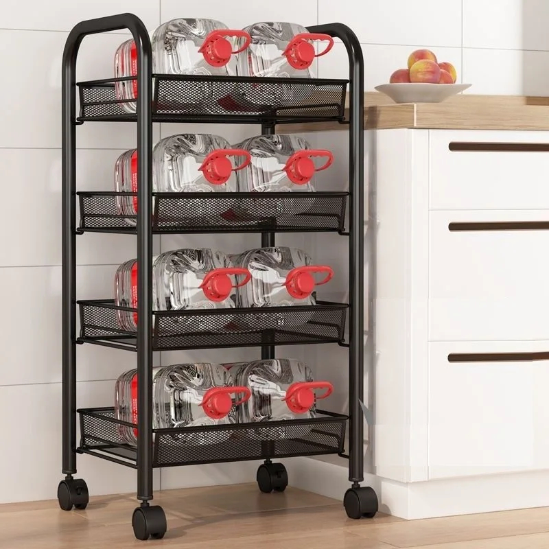 Μεταλλική Ραφιέρα - Τρόλει 4 Επιπέδων - Με Περιστρεφόμενα Ροδάκια & Γάντζους - 84 x 44 x 27 cm Μεταλλική Ραφιέρα - Τρόλει 4 Επιπέδων - Με Περιστρεφόμενα Ροδάκια & Γάντζους - 84 x 44 x 27 cm