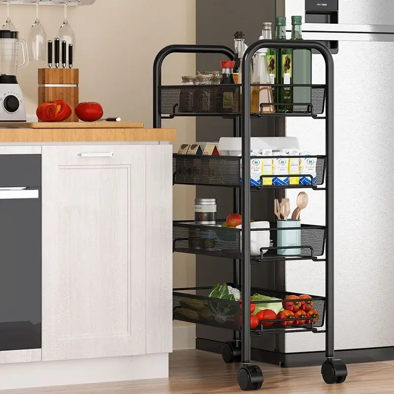 Μεταλλική Ραφιέρα - Τρόλει 4 Επιπέδων - Με Περιστρεφόμενα Ροδάκια & Γάντζους - 84 x 44 x 27 cm Μεταλλική Ραφιέρα - Τρόλει 4 Επιπέδων - Με Περιστρεφόμενα Ροδάκια & Γάντζους - 84 x 44 x 27 cm