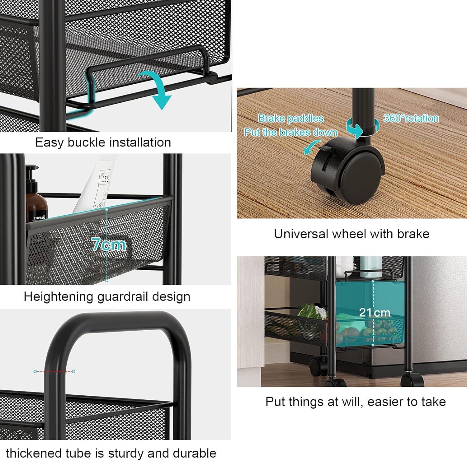 Μεταλλική Ραφιέρα - Τρόλει 5 Επιπέδων - Με Γάντζους & Περιστρεφόμενα Ροδάκια Μεταλλική Ραφιέρα - Τρόλει 5 Επιπέδων - Με Γάντζους & Περιστρεφόμενα Ροδάκια