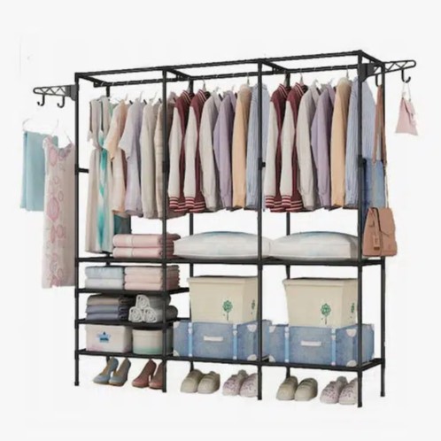 Μεταλλική Τριπλή Κρεμάστρα - Παπουτσοθήκη Δαπέδου με 8 Ράφια - Βεστιάριο - Γκαρνταρόμπα 162 x 43 x 175 cm Μαύρο Μεταλλική Τριπλή Κρεμάστρα - Παπουτσοθήκη Δαπέδου με 8 Ράφια - Βεστιάριο - Γκαρνταρόμπα 162 x 43 x 175 cm Μαύρο