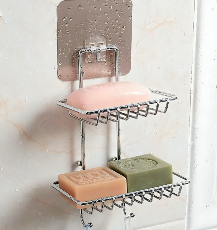 Μεταλλική Βάση 2 Επιπέδων για Μπάνιο και Κουζίνα - Με Αυτοκόλλητη Στήριξη Μεταλλική Βάση 2 Επιπέδων για Μπάνιο και Κουζίνα - Με Αυτοκόλλητη Στήριξη