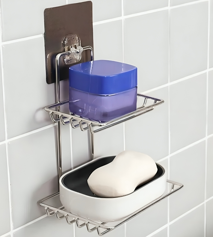 Μεταλλική Βάση 2 Επιπέδων για Μπάνιο και Κουζίνα - Με Αυτοκόλλητη Στήριξη Μεταλλική Βάση 2 Επιπέδων για Μπάνιο και Κουζίνα - Με Αυτοκόλλητη Στήριξη