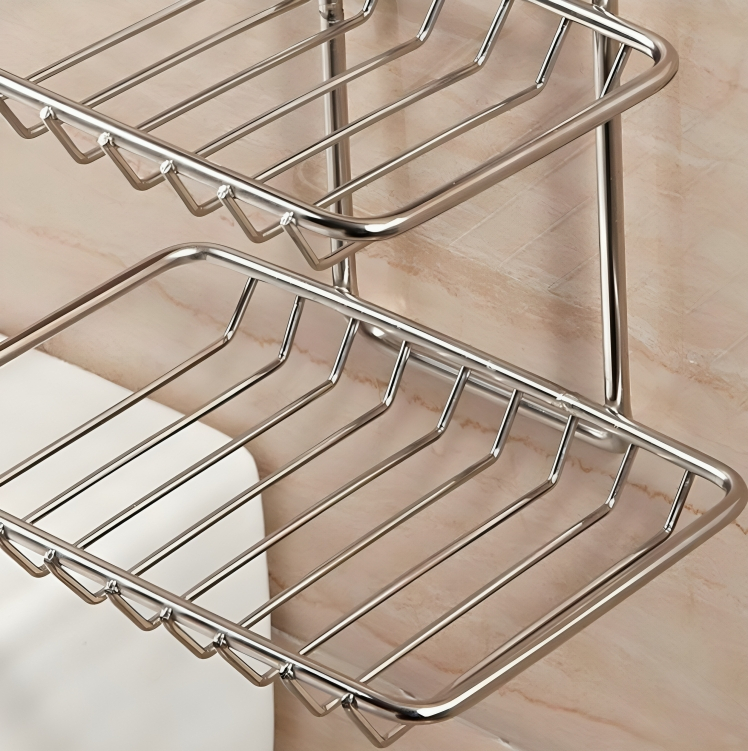 Μεταλλική Βάση 2 Επιπέδων για Μπάνιο και Κουζίνα - Με Αυτοκόλλητη Στήριξη Μεταλλική Βάση 2 Επιπέδων για Μπάνιο και Κουζίνα - Με Αυτοκόλλητη Στήριξη