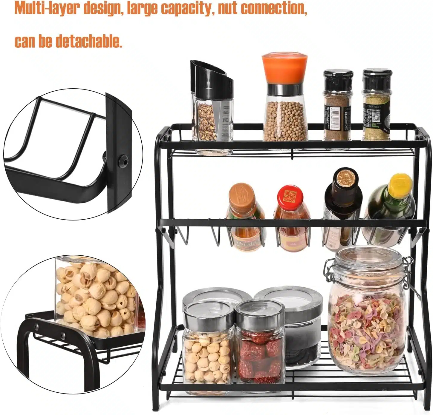 Μεταλλικό Ράφι 3 Επιπέδων Οργάνωσης Κουζίνας για Μπαχαρικά, Βάζα ή και Προϊόντα Περιποίησης και Μακιγιάζ σε Μαύρο Χρώμα 36.5x20x35cm Μεταλλικό Ράφι 3 Επιπέδων Οργάνωσης Κουζίνας για Μπαχαρικά, Βάζα ή και Προϊόντα Περιποίησης και Μακιγιάζ σε Μαύρο Χρώμα 36.5x20x35cm