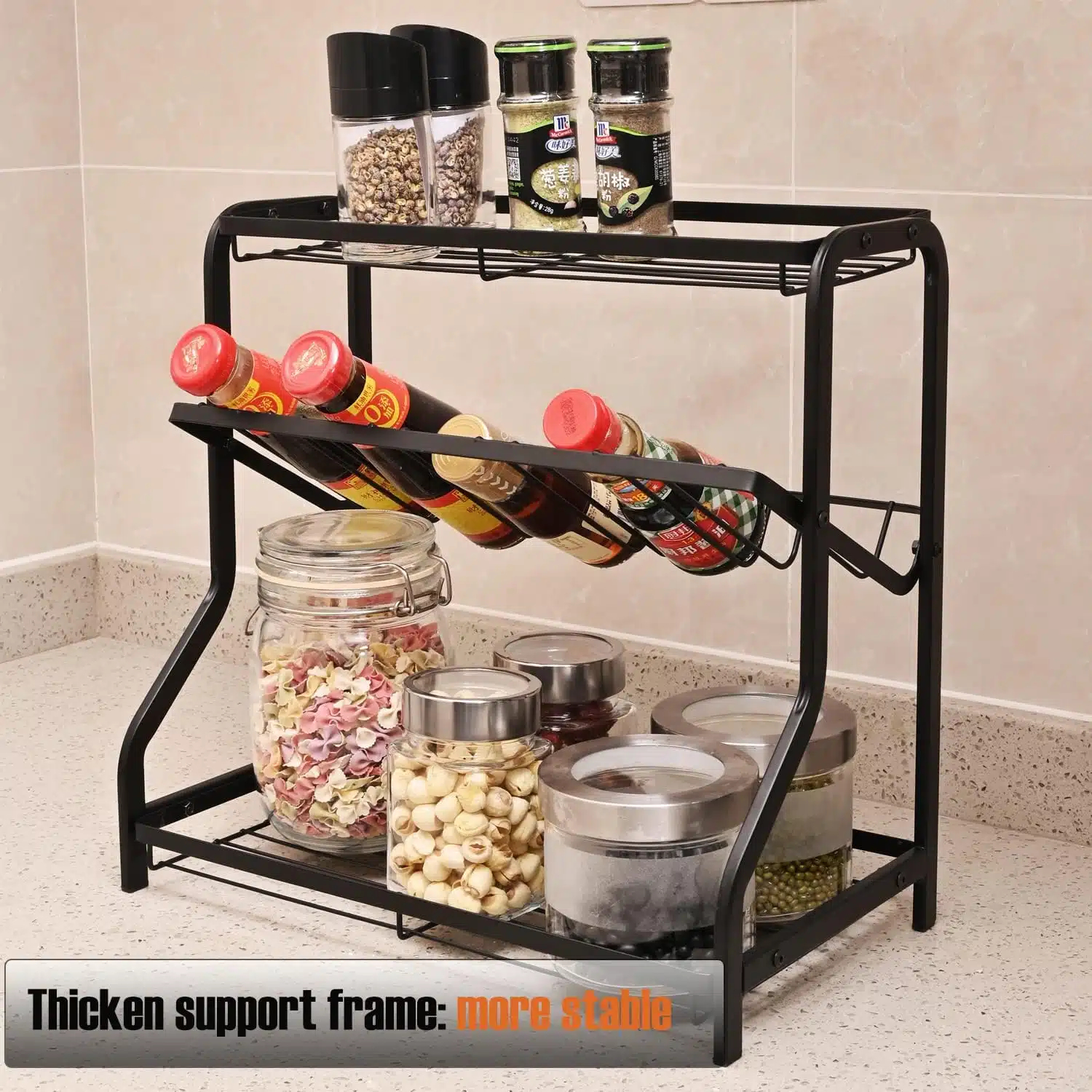 Μεταλλικό Ράφι 3 Επιπέδων Οργάνωσης Κουζίνας για Μπαχαρικά, Βάζα ή και Προϊόντα Περιποίησης και Μακιγιάζ σε Μαύρο Χρώμα 36.5x20x35cm Μεταλλικό Ράφι 3 Επιπέδων Οργάνωσης Κουζίνας για Μπαχαρικά, Βάζα ή και Προϊόντα Περιποίησης και Μακιγιάζ σε Μαύρο Χρώμα 36.5x20x35cm