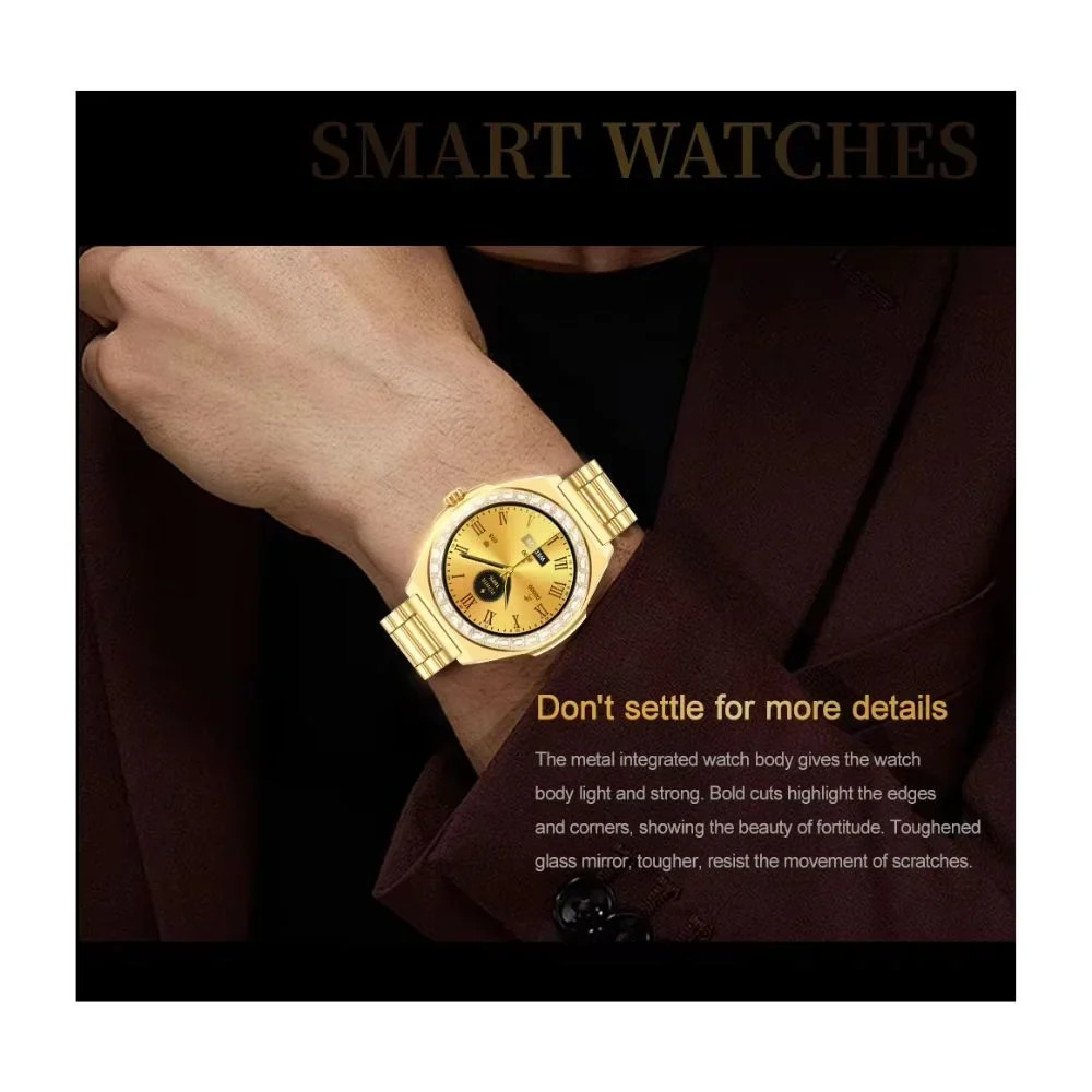 Χρυσό Μεταλλικό Smartwatch με Πολλαπλές Λειτουργίες - Συμβατό με Android & iOS Χρυσό Μεταλλικό Smartwatch με Πολλαπλές Λειτουργίες - Συμβατό με Android & iOS