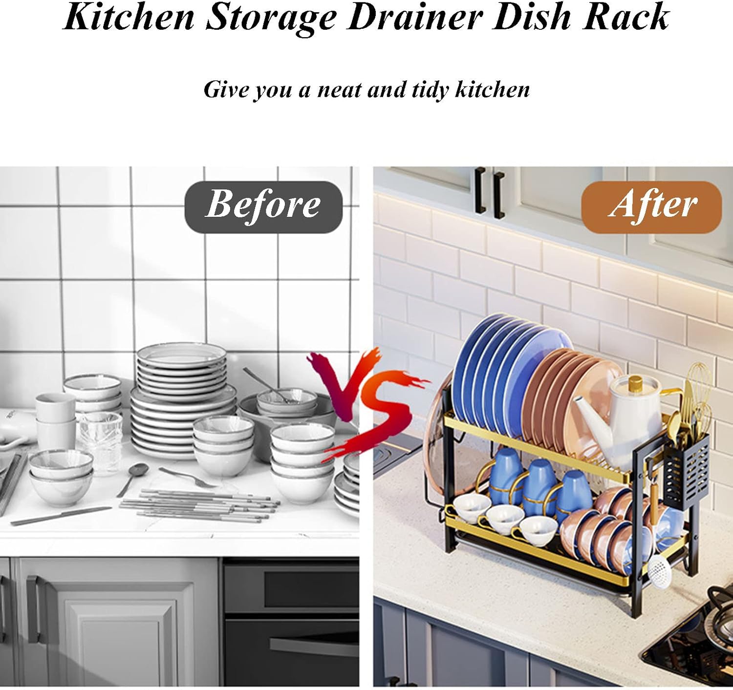 Μεταλλικό Στραγγιστήρι Πιάτων 2 Επιπέδων - Με Βάση για Καπάκια Κατσαρόλας & Μαχαιροπίρουνα - 43,5 x 24 x 34 cm Μεταλλικό Στραγγιστήρι Πιάτων 2 Επιπέδων - Με Βάση για Καπάκια Κατσαρόλας & Μαχαιροπίρουνα - 43,5 x 24 x 34 cm