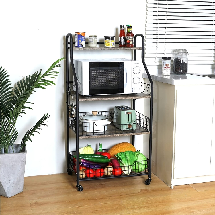 Μεταλλικό Τρόλεϊ - Ραφιέρα με 4 Χώρους και Ροδάκια - 56x35x125cm Μεταλλικό Τρόλεϊ - Ραφιέρα με 4 Χώρους και Ροδάκια - 56x35x125cm