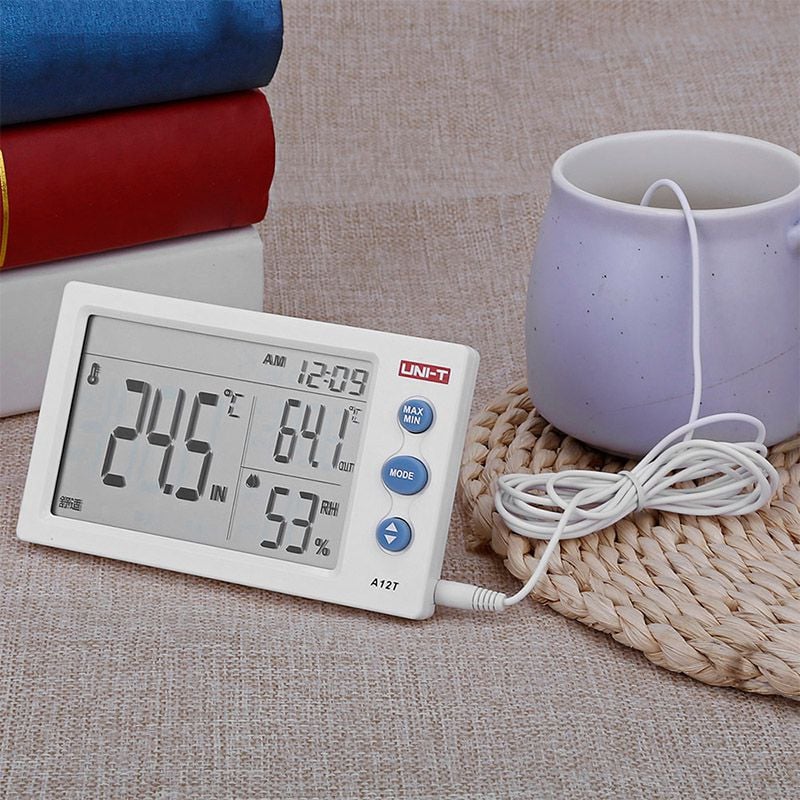 Μετρητής Θερμοκρασίας & Υγρασίας με Ρολόι & Ξυπνητήρι - LCD Οθόνη 4,5 Ιντσών - UNI-T Μετρητής Θερμοκρασίας & Υγρασίας με Ρολόι & Ξυπνητήρι - LCD Οθόνη 4,5 Ιντσών - UNI-T