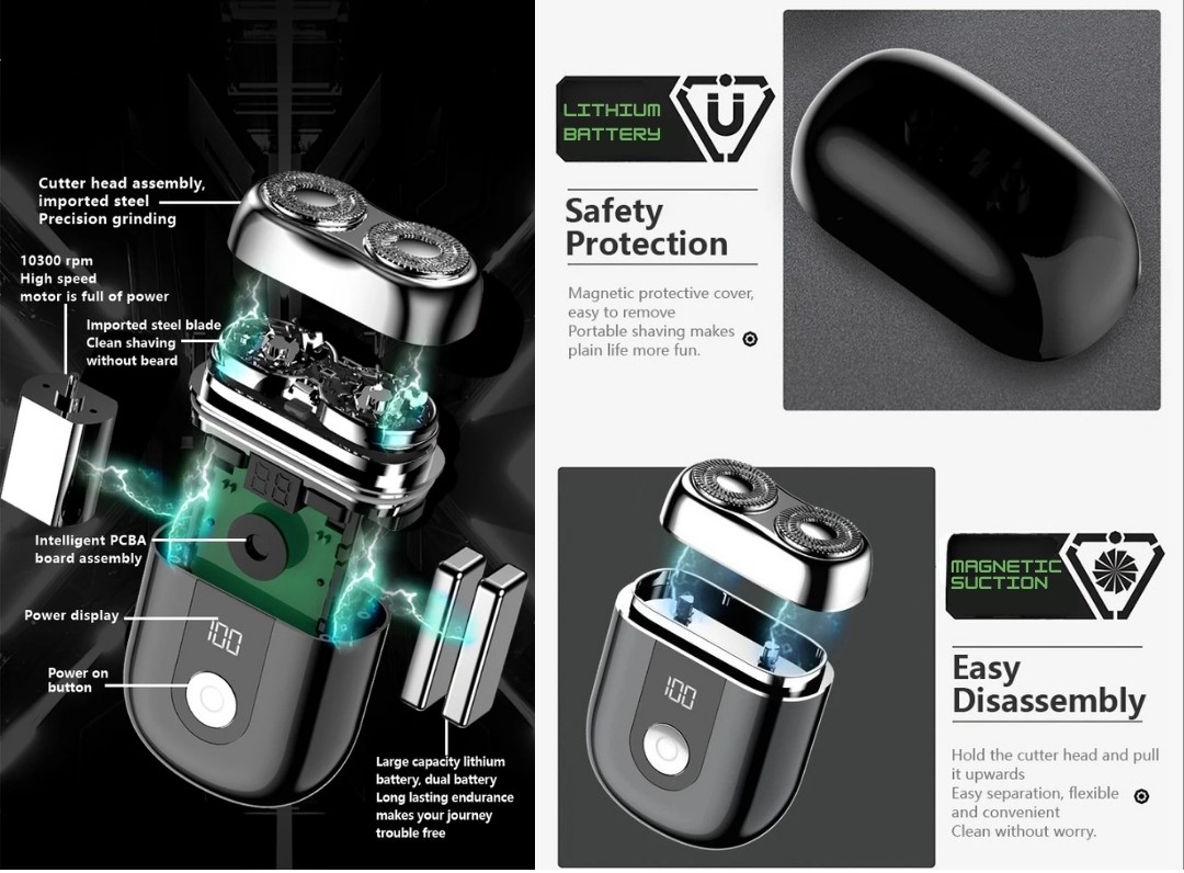 Μίνι Επαναφορτιζόμενη Ξυριστική Μηχανή Προσώπου με Διπλή Κεφαλή και Οθόνη LED Μίνι Επαναφορτιζόμενη Ξυριστική Μηχανή Προσώπου με Διπλή Κεφαλή και Οθόνη LED