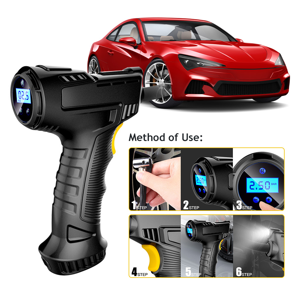 Μίνι Επαναφορτιζόμενη Τρόμπα Αυτοκινήτου 150PSI 12V με Οθόνη LED και Φακό Μίνι Επαναφορτιζόμενη Τρόμπα Αυτοκινήτου 150PSI 12V με Οθόνη LED και Φακό