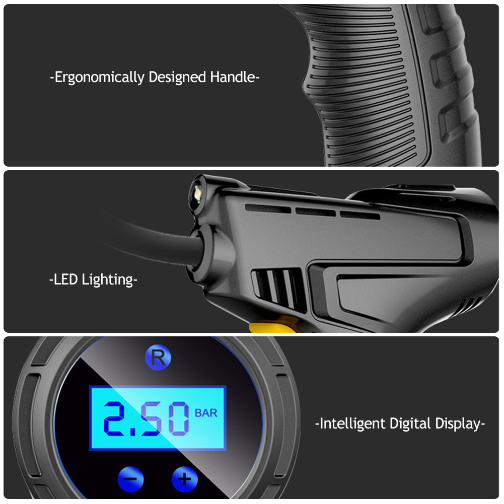 Μίνι Επαναφορτιζόμενη Τρόμπα Αυτοκινήτου 150PSI 12V με Οθόνη LED και Φακό Μίνι Επαναφορτιζόμενη Τρόμπα Αυτοκινήτου 150PSI 12V με Οθόνη LED και Φακό