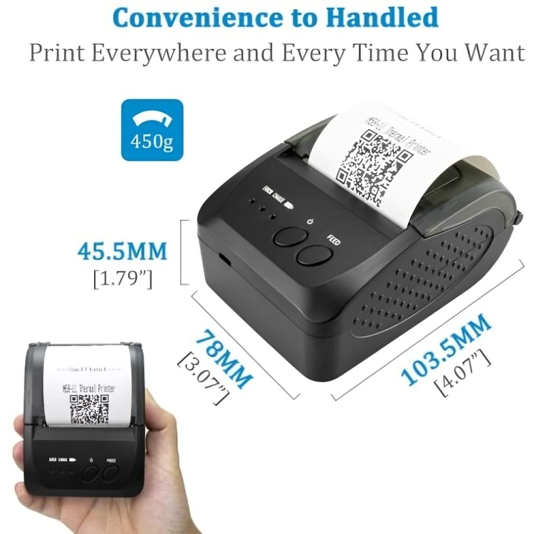 Mini Επαναφορτιζόμενος Bluetooth Θερμικός Εκτυπωτής Αποδείξεων 58mm - USB Android & iOS για Σύστημα POS Mini Επαναφορτιζόμενος Bluetooth Θερμικός Εκτυπωτής Αποδείξεων 58mm - USB Android & iOS για Σύστημα POS