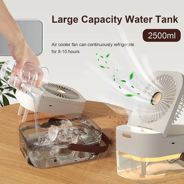 Μίνι Επαναφορτιζόμενος Φορητός Ανεμιστήρας - Υγραντήρας 6W με Φωτισμό LED και Τηλεχειριστήριο Μίνι Επαναφορτιζόμενος Φορητός Ανεμιστήρας - Υγραντήρας 6W με Φωτισμό LED και Τηλεχειριστήριο