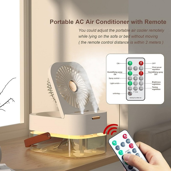Μίνι Επαναφορτιζόμενος Φορητός Ανεμιστήρας - Υγραντήρας 6W με Φωτισμό LED και Τηλεχειριστήριο Μίνι Επαναφορτιζόμενος Φορητός Ανεμιστήρας - Υγραντήρας 6W με Φωτισμό LED και Τηλεχειριστήριο