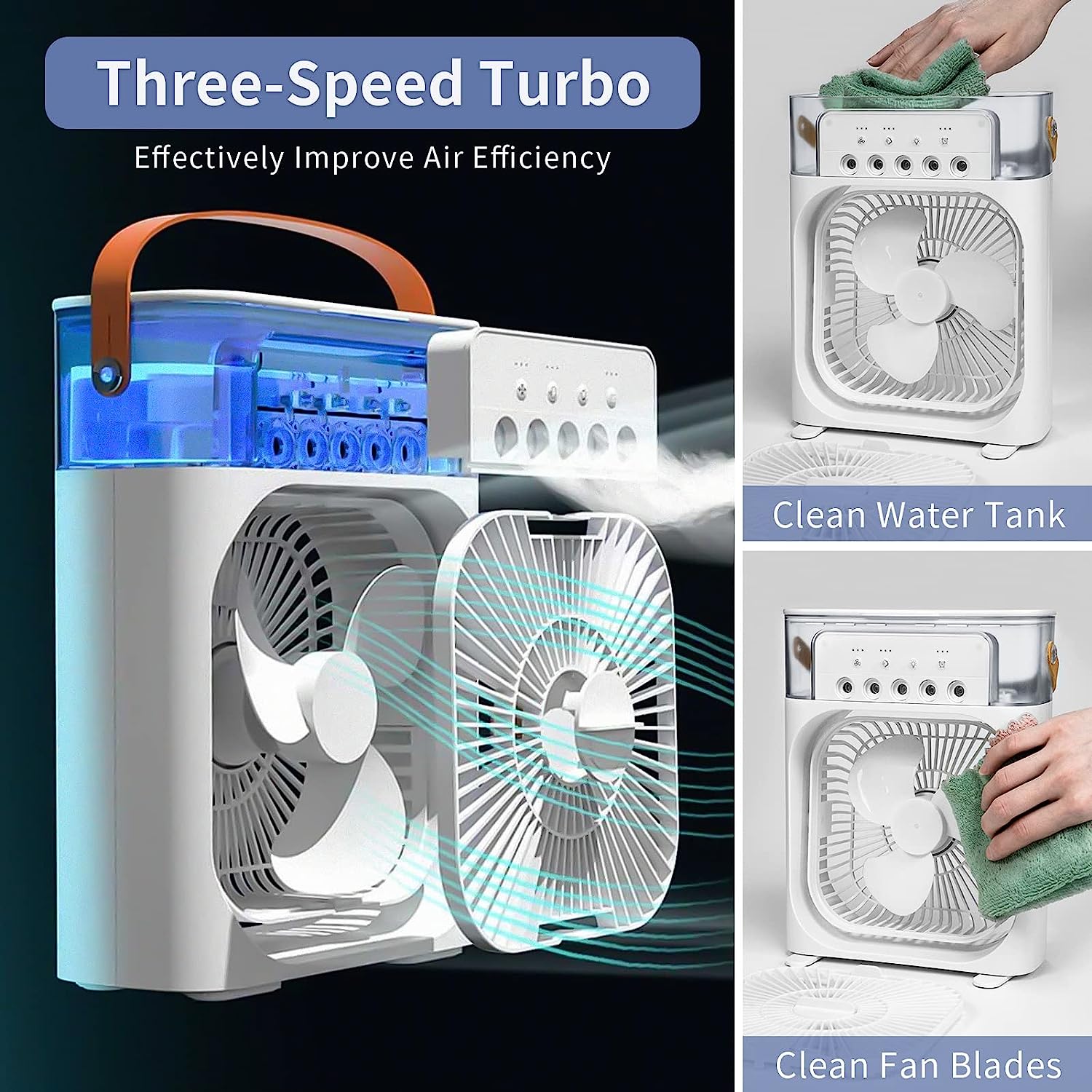 Mini Φορητό Κλιματιστικό - Ανεμιστήρας Ψύξης 10W με Spray Νερού, LED Φωτισμό, 3 Ταχύτητες Αέρα & 5 Οπές Ομίχλης Mini Φορητό Κλιματιστικό - Ανεμιστήρας Ψύξης 10W με Spray Νερού, LED Φωτισμό, 3 Ταχύτητες Αέρα & 5 Οπές Ομίχλης
