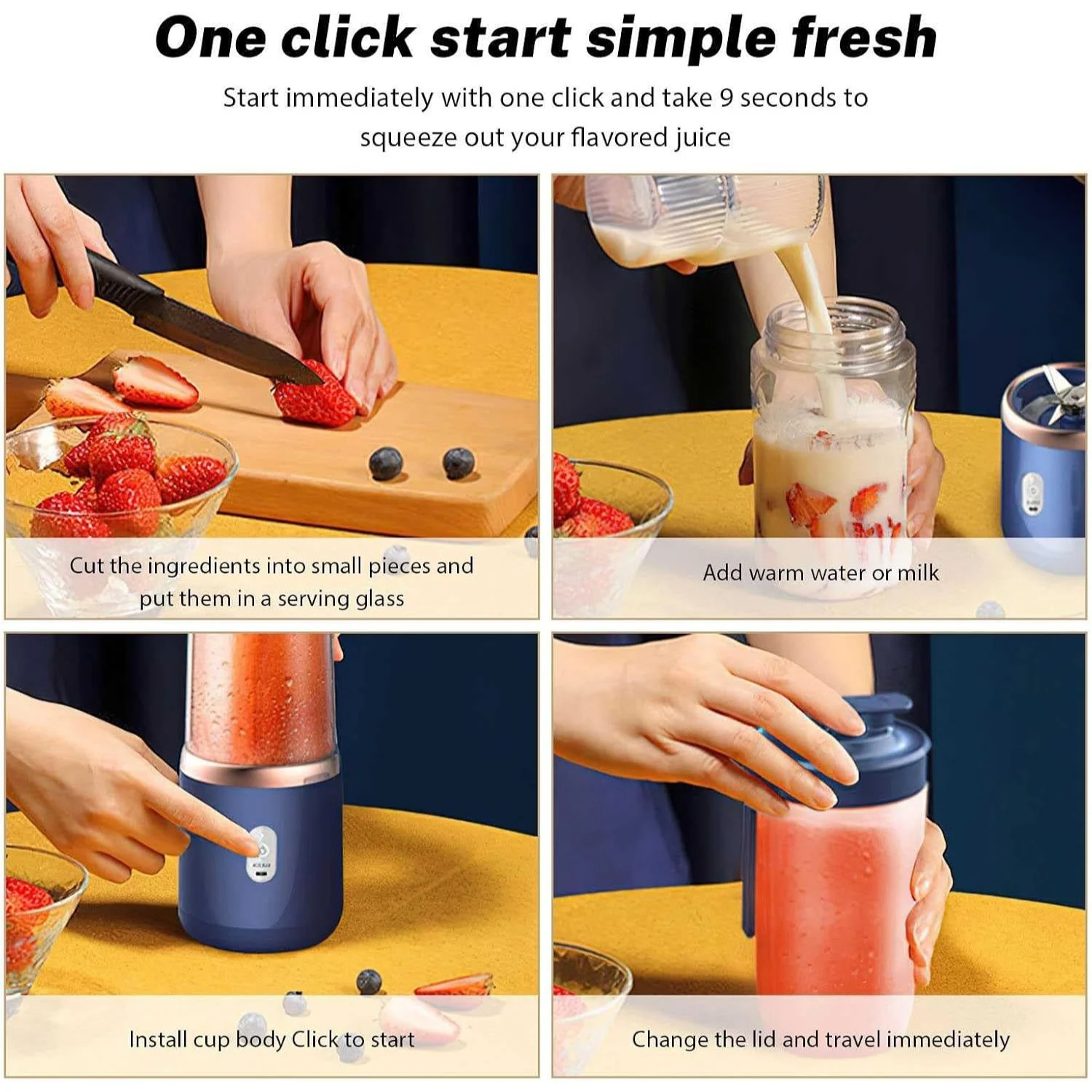 Mini Φορητό Πολυλειτουργικό Μπλέντερ 40W με 2 Δοχεία 0.3L - Arrango Mini Φορητό Πολυλειτουργικό Μπλέντερ 40W με 2 Δοχεία 0.3L - Arrango